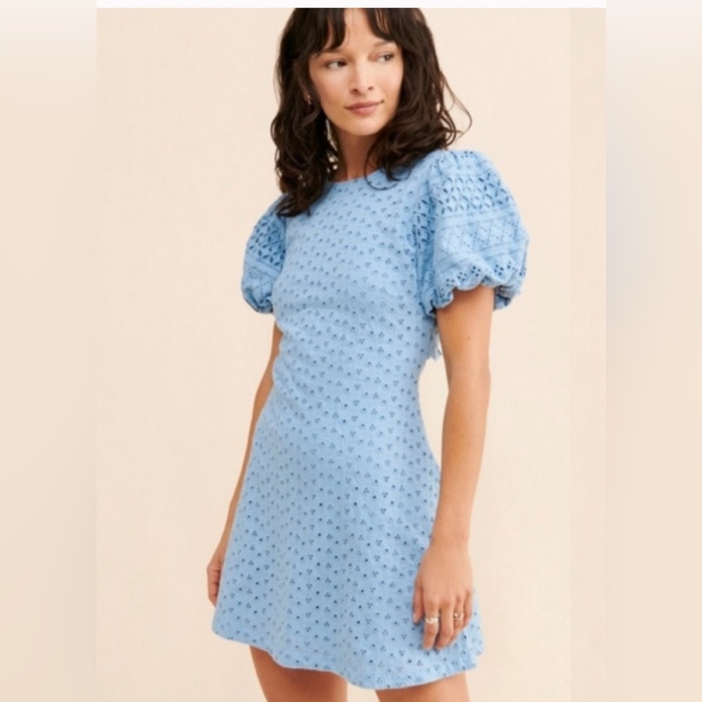 Free People Blue Mini Dress, size L, Goode gently used condition.